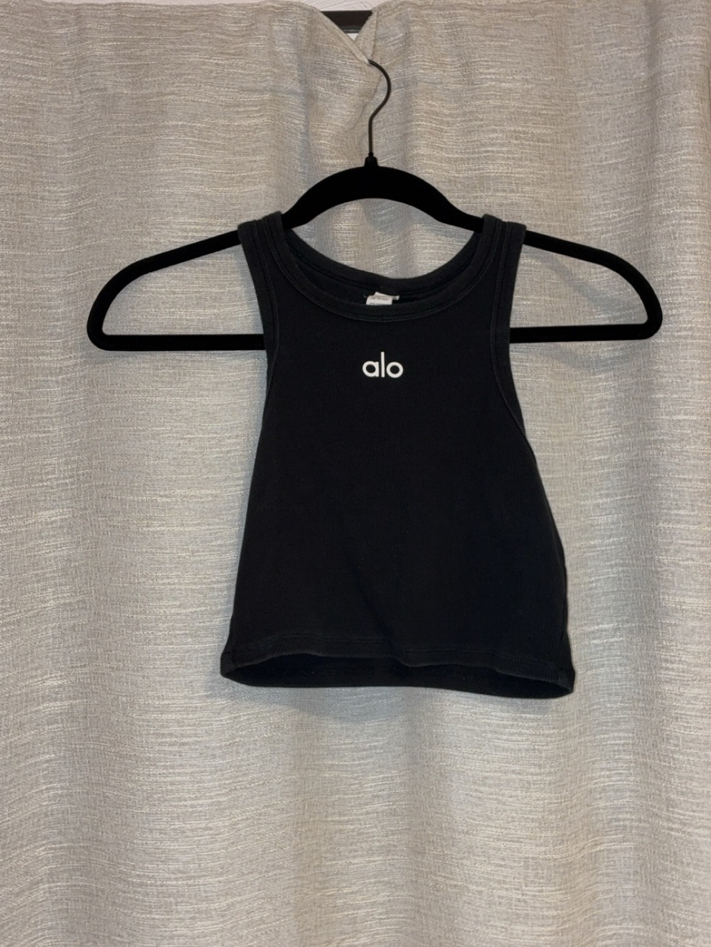 ALO Yoga Black Tank Top with White Logo